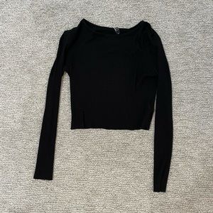 Black cropped ripped long sleeve